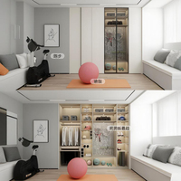 Armoire de rangement pour salle de sport à domicile, ton clair personnalisé, armoire moderne avec écran LED pour organiser l'équipement de fitness à domicile
