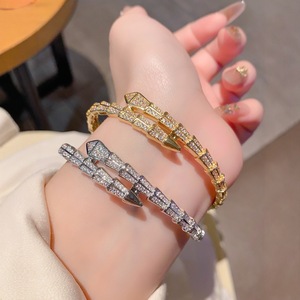 Pulsera de Diamantes con Forma de Serpiente, Oro y Plata, Joyería de Moda para Mujer, Regalo, Estilo de Alta Gama con Piedras Preciosas - Product Image 5