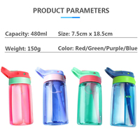 Bouteille d'eau en plastique avec paille 500ml/17oz, sans bpa, personnalisé, vie coloré, vente en gros, pour enfants, étudiants