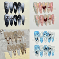 Boîte d'emballage rétro pour ongles artificiels, design tendance, ongles artificiels à couverture complète, longs ongles stiletto faits à la main, ongles à presser