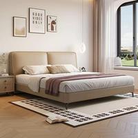 Meubles de chambre à coucher en bois de luxe moderne : Lit double king-size épaissi avec sommier et matelas, et tiroirs de rangement