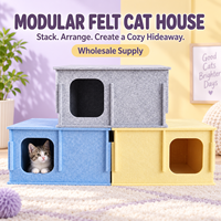 Maison pour chat modulaire en feutre, empilable, pour l'intérieur, facile à assembler, abri pour animaux de compagnie