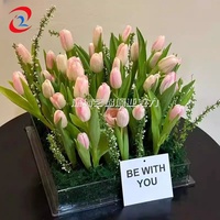 Boîte à fleurs en acrylique Boîte cadeau d'anniversaire pour la Saint-Valentin Boîte à roses transparente vide Étui à fleurs immortelles étanche avec ruban