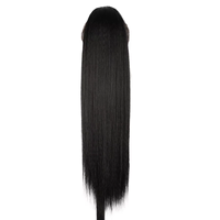 Queue de cheval synthétique résistante à la chaleur, noire naturelle, avec cordon de serrage, pour femmes et filles, 26 pouces, extensions de cheveux lisses Yaki