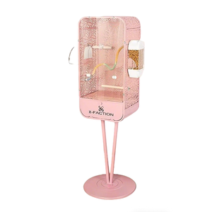 Küçük ve Orta Boy Papağanlar için Standlı ve Oyuk Yaprak Tasarımlı Büyük Basit Metal Kuş Kafesi - Product Image 2