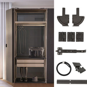 Système de quincaillerie à charnière pliante pour meubles en verre pour armoire de rangement <span class=keywords><strong>coulissante</strong></span> à rouleaux <span class=keywords><strong>Kit</strong></span> de <span class=keywords><strong>porte</strong></span> de <span class=keywords><strong>placard</strong></span> pliante - Product Image 1