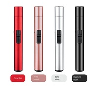 Allume-gaz portable haute puissance pour l'extérieur, en métal, rechargeable, coupe-vent, au butane, avec bouton d'allumage pour le camping, le barbecue et la cuisine
