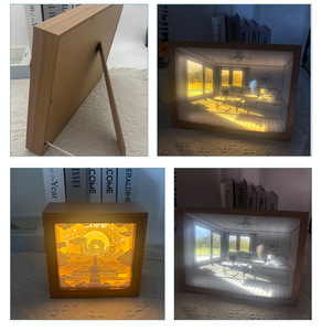 DIY creativo tamaño A4 luz nocturna Marco de moda UV impreso madera dormitorio cabecera venta al por mayor Ins iluminación - Product Image 5