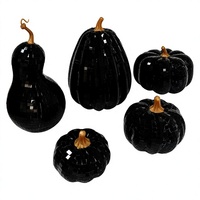 Ornement Citrouille Miroir en Verre Noir Décoration Disco Halloween Accessoire Citrouille Mosaïque pour Décoration de Table de Fête