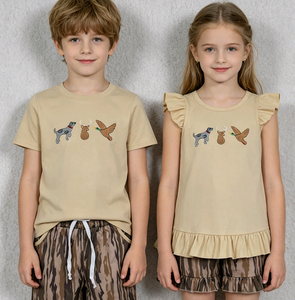 Ensemble 2 pièces T-shirt et short brodés Canards Mallard pour bébé garçon, style décontracté d'été, collection RTS Boutique, tenues assorties pour frères et sœurs - Product Image 1