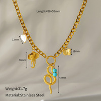 Collier pendentif en acier inoxydable de haute qualité avec chaîne de pull, motifs cœur, fleur, éléphant, serpent, perle et pompon, pour femme, cadeau de bijoux
