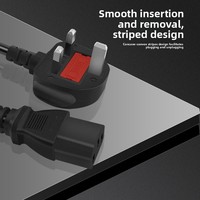 Kabel Adaptor Daya Inti Tembaga Bersertifikasi BS Standar Inggris Tiga-pin Bentuk-L IP11 1.5m yang Disetujui untuk Keamanan, untuk Komputer