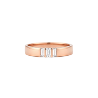 Art Deco Baguette Labor-Diamant Minimalistischer Drei-Stein-Ring 10K 14K 18K Massivgold Ehering Stapelbarer Jubiläumsring