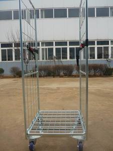 हैंड कार्ट्स और ट्रॉलियों के लिए गोदाम रसद के लिए 2-पक्षीय धातु स्टील तार जाल भंडारण रोल पिंजरे ट्रॉली - Product Image 2