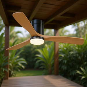 LEDUNI 18W motore a corrente continua luce ventilatore a soffitto 40W potenza nero naturale legno ABS lame silenziose telecomando CCT luce per uso esterno - Product Image 2