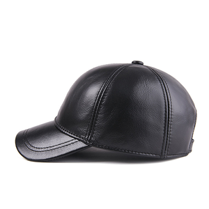 Haute qualité 100% casquettes de Baseball en <span class=keywords><strong>cuir</strong></span> de vache pour hommes sportif 6 panneaux peau de vache chaud extérieur coupe-vent avec bord incurvé - Product Image 2