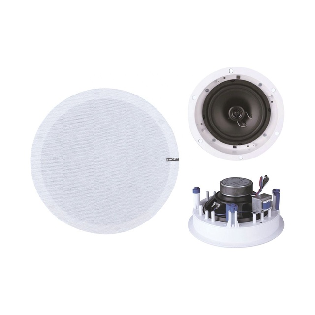30W 8 Inch Recessed Ceiling Powered Speaker High Quality PA Background System Frameless In-ceiling Metal Durable Coaxial Tweeter