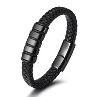 Bracelet en cuir tressé Novirassine, bijoux de luxe pour hommes, fermoir magnétique en alliage, bracelets tendance pour hommes, cadeau