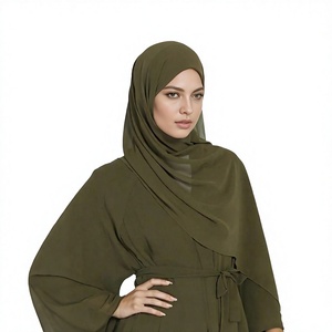 Ensemble Abaya Hijab pour femmes, robe modeste de couleur unie, manches longues, vêtements en jersey maxi pour la prière quotidienne - Product Image 4