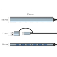 Hub USB 3.0 à 7 ports avec ports USB-C et USB-A |   Hub de données 5 Gbps en matériau ABS pour MacBook, PS4, PS5, Surface Pro 7 - En stock