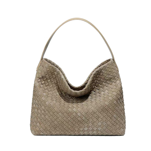 Woven Suede Fashion Shoulder <b>Bag</b> Diamond Lattice Pattern Single Strap <b>ZIP</b> Open Top Minimalist Design <b>Large</b> Capacity All Seasons - Product Image 4