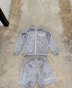 Vente en gros d'usine de <span class=keywords><strong>short</strong></span> de survêtement d'été à fermeture éclair, <span class=keywords><strong>ensemble</strong></span> 2 pièces avec logo personnalisable, <span class=keywords><strong>ensemble</strong></span> de shorts de sport pour hommes - Product Image 4