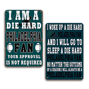 ป้ายโลหะสำหรับแฟนกีฬา ฉันเป็นแฟนฟิลาเดลเฟียที่แท้จริง ตกแต่งห้องเล่นเกมหรือห้องพักผ่อน - Product Image 1