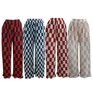 Pantaloni Plissettati da <span class=keywords><strong>Donna</strong></span> alla Moda in <span class=keywords><strong>4</strong></span> Colori con Elastico in Vita e Tasche in Tessuto Satinato Stropicciato a Quadri - Product Image 1