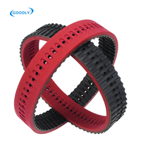 Courroie de distribution industrielle en caoutchouc rouge avec cordon en fibre de verre, largeur 10 mm, résistante à l'usure pour machine d'emballage, convoyeur synchrone, poinçonnage