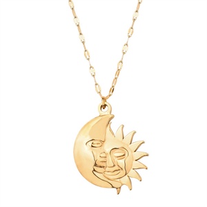 สร้อยคอจี้พระอาทิตย์พระจันทร์สแตนเลสสตีลชุบทอง 18k แบบปรับแต่งได้ - Product Image 3