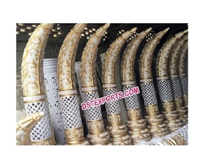 Piliers de coffre en fibre de mariage indien moderne Eléphant et Mandap Design Colonnes décoratives de fête en plein air - Product Image 1
