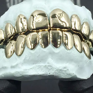 Bijoux <span class=keywords><strong>Grillz</strong></span> personnalisés en argent sterling S925 glacé à 8 dents en or 10K et 14K plaqué haut et bas - Product Image 2