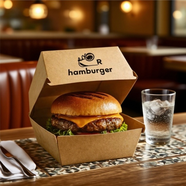 Restaurant Personalized Eco-Friendly Dessert  Burger Boxes - Customizable Fast Food Packaging for Takeout