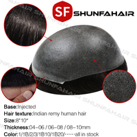 Cheveux humains indiens Remy injectés, ligne de cheveux naturelle, style lisse/ondulé, densité 130%, base PU nouée à la main