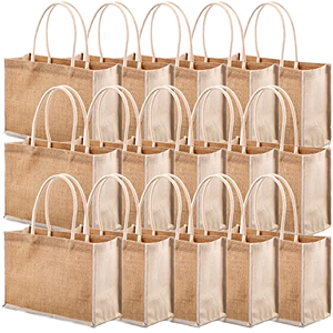 Sacs fourre-tout réutilisables en toile de jute laminée écologiques avec logo personnalisé, style tendance, résistants à l'eau, portables pour femmes - Product Image 1