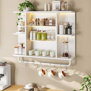 Mueble de Exhibición Decorativo Ecológico de Madera, Estante de Almacenamiento con Capas Ajustables y Ganchos para Sala de Estar, Uso en Hoteles, Diseño Moderno, Grande - Product Image 1