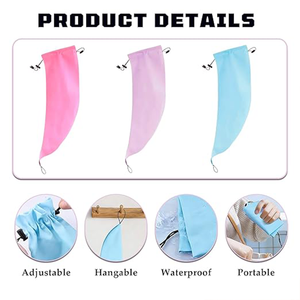 Pink Waterproof Hair Cover Solid Color Long Ponytail Hair Accessory <b>Headband</b> For Shampoo Use - Product Image 3