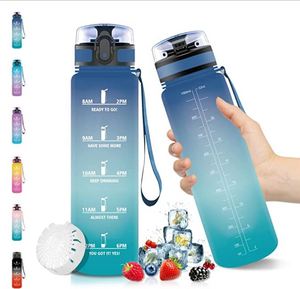 Botella de Agua Personalizada al por Mayor de 1 Litro con Asa, a Prueba de Fugas, Libre de BPA, con Marcador de Tiempo - Product Image 1
