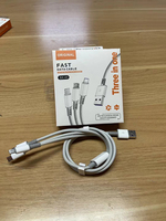 3A Fábrica al por mayor 3 en 1 Cable de carga Cable DE DATOS Micro USB Tipo-c 8 pines Cable DE DATOS trenzado de nailon de carga rápida