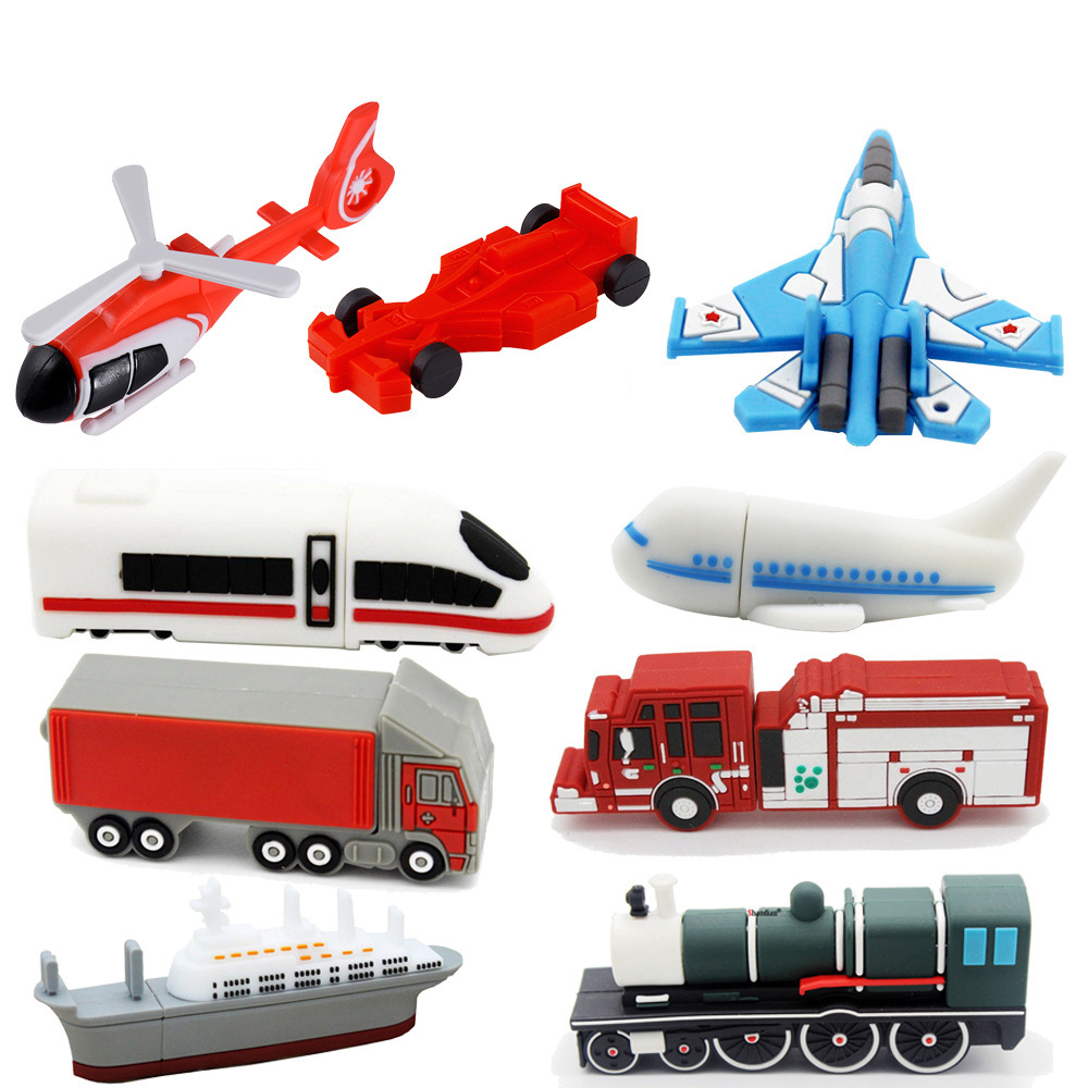 New Cartoon Transportation 64GB High-Speed Rail <strong>USB</strong> <strong>Flash</strong> <strong>Drive</strong> Model C0370 Silicone Case <strong>USB</strong> 2.0 Interface Creative Gift 1-Year
