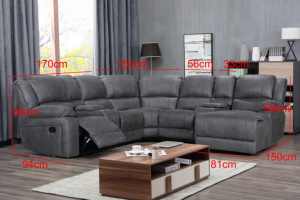 Sofá Seccional Reclinable Manual HOMERS en Forma <span class=keywords><strong>de</strong></span> L, 6 Plazas, <span class=keywords><strong>con</strong></span> Consola para Sala <span class=keywords><strong>de</strong></span> Estar, OEM ODM - Product Image 6