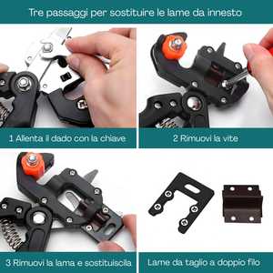Tijeras de jardín para injertar y podar ramas de 12 mm con mango ergonómico y 3 cuchillas - Product Image 5