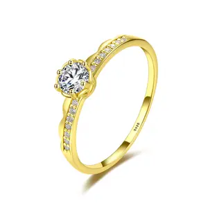 Amazing Gold Plated S925 Sterling Silver Diamond Wedding Ring Women Fashion Jewelry Pave Zircon CZ Diamond Promise Rings