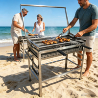 Barbecue au charbon de bois BlazeFor personnalisable en acier inoxydable, grille 40x80cm en acier 304 et prix usine compétitif pour les grillades sur la plage