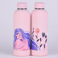 Termo de Acero Inoxidable de Boca Pequeña Estilo Americano Creativo, Botella de Agua al Vacío con Diseño de Dibujos Animados, Venta al por Mayor