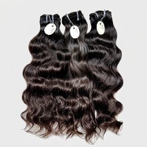 RVHHE A26 Extensiones de Cabello Remy Indio Natural Ondulado para Templo, Doble Trama a Máquina, Teñido, 100g/unidad, Solo Colores Más Oscuros - Product Image 2