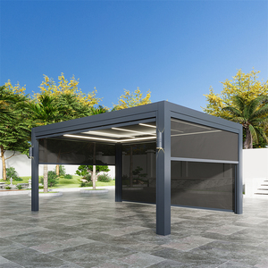Weleadalu Pergola bioclimatique à toit persienne à ouverture automatisée avec éclairage Gazebo en aluminium pour <span class=keywords><strong>restaurant</strong></span> extérieur - Product Image 2