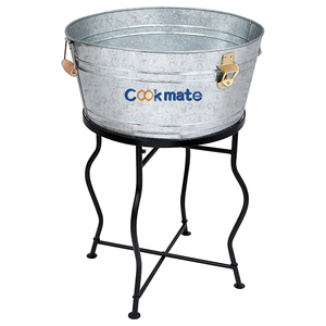 ミニおもちゃコンテナ大型楕円形亜鉛メッキ金属屋外ナイトクラブアイスバケットハンドル付き - Product Image 2