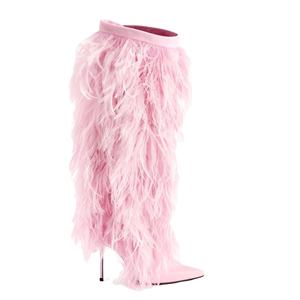 מפעל <span class=keywords><strong>oem</strong></span> הצביע הבוהן מעל הברך בחורף מעצב מותאם אישית עקבים גבוהים פרווה נעליים נעליים נשים נעלי יוקרה אמיתי - Product Image 2