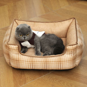 Cuccia quadrata in lino cuccia per cani morbida e confortevole nido per gatti sonno profondo stuoia per animali domestici letto per quattro stagioni letto caldo generale cuscino per gatti - Product Image 5